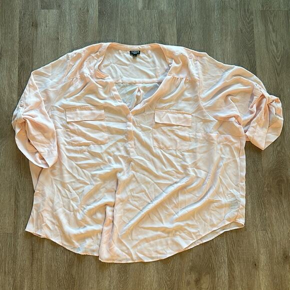 Torrid Harper Georgette Pullover 3/4 Sleeve Blouse Pale Blush Size 5XL - Picture 1 of 5